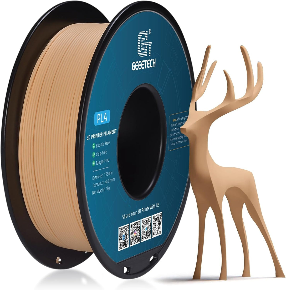 Geeetech navy blue Matte PLA Filament Matte 1KG, 1.75mm 3D Printer Filament Dimensional Accuracy +/- 0.01mm, 1kg Carboard Spool (2.2lbs) for Most FDM 3D Printers