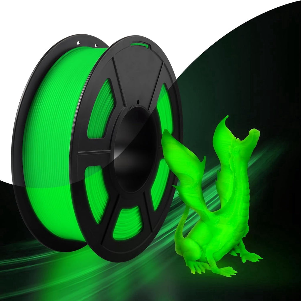 Glow in Dark PLA 3D Printer Filament, 250g Spool, High Precision +/- 0.03mm, Luminous green