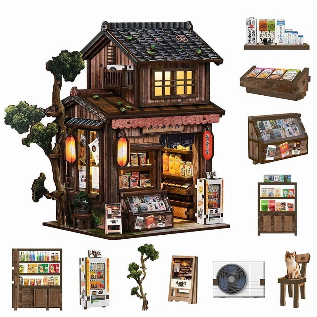 Homemoh Book Nook Kit - Kasuga Grocery Store, 209 PCS DIY Miniature House 3D Wooden Puzzles for Adults, Tiny Booknook Bookshelf Decor, Stress Relief Craft for Enthusiasts Lovers Family & Friends