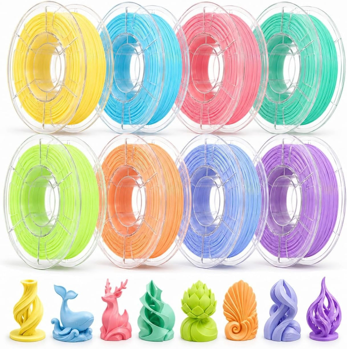 JOYNPAYA 8 Pastel PLA Filament Bundle 1.75mm Printer Filament, 2KG