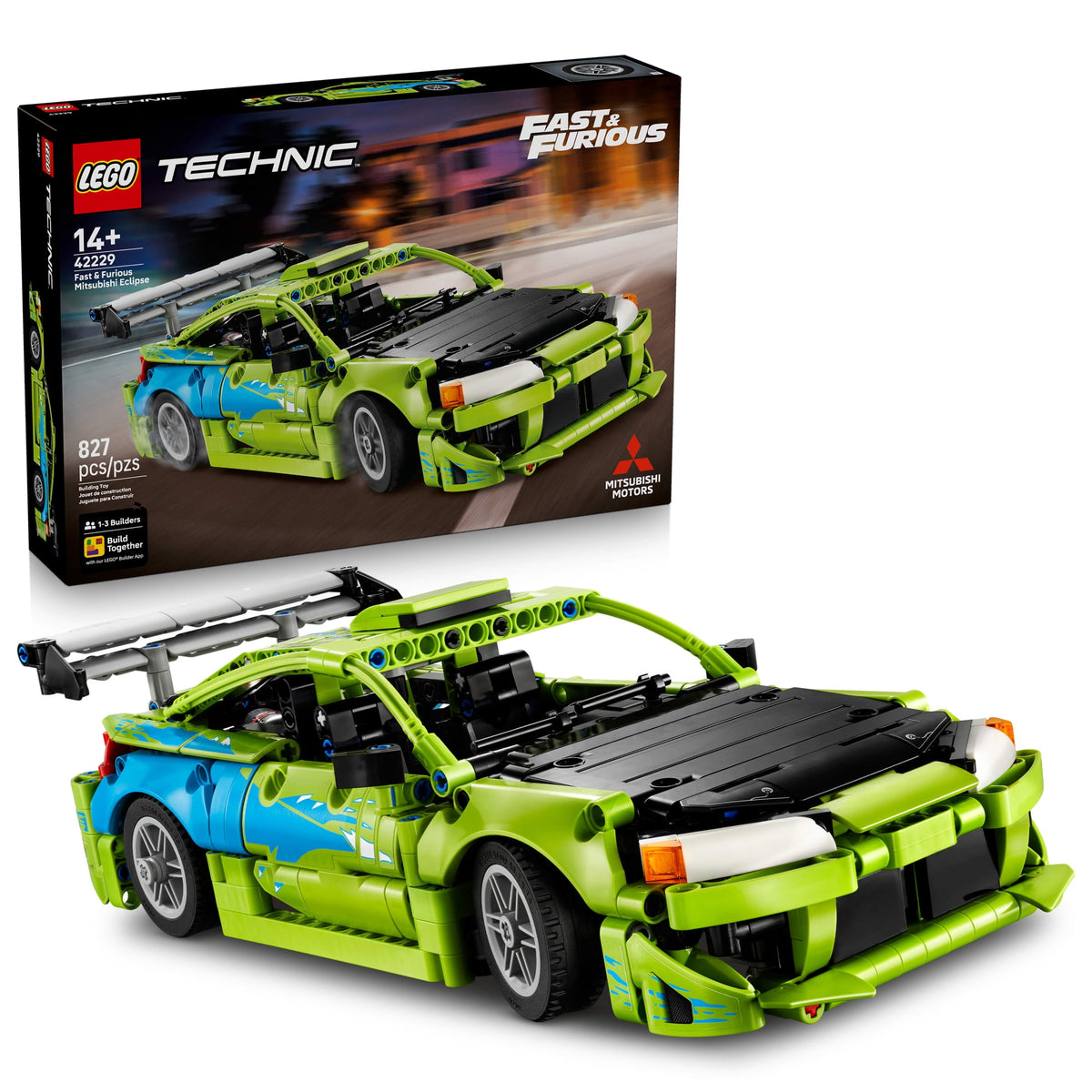 LEGO Technic Fast and Furious Mitsubishi Eclipse Car - Building Set for Teens, Ages 14+ - Collectible Model Car Kit for Fans - Detailed Features - Gift for Birthdays - 42229
