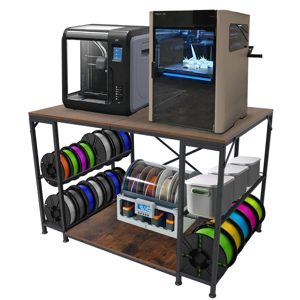 Large 3D Printer Stand, 3D Printer Filament Storage Rack for Home Office, 2-Tier Under Desk 3D Printer Table Desk with Filament Storage