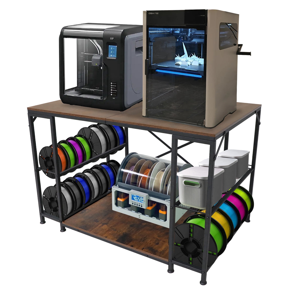 Large 3D Printer Stand, 3D Printer Filament Storage Rack for Home Office, 2-Tier Under Desk 3D Printer Table Desk with Filament Storage