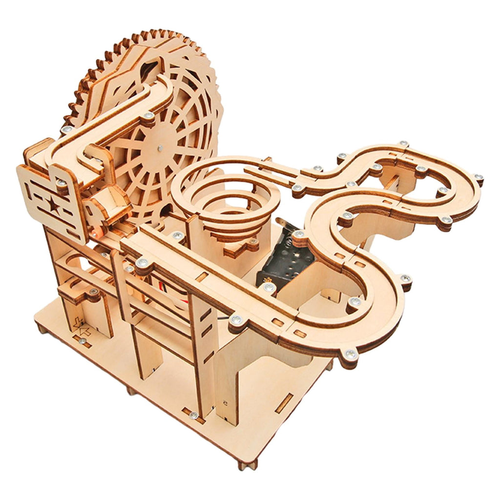 LeeQinersw Marble Run 3D Wooden Puzzle Assembly Mechanical Gear Brain Teaser Roller Coaster Craft Kit DIY Hobby Model Suitable for Gift Giving Family Gathering H