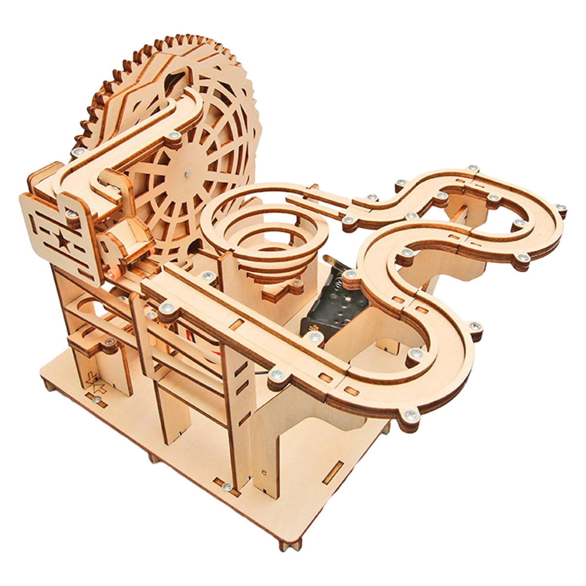 LeeQinersw Marble Run 3D Wooden Puzzle Assembly Mechanical Gear Brain Teaser Roller Coaster Craft Kit DIY Hobby Model Suitable for Gift Giving Family Gathering H