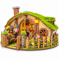 MOJINO Book Nook Kit, DIY Miniature House 3D Wooden Puzzle, 193-Piece Magic Ring House with LED Lights, Christmas Gift