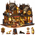 MOJINO Magic Book Nook Kit for Adults, DIY Miniature House Kit with LED Light, 3D Wooden Puzzle, Christmas Bookshelf Decor, Birthday Gift for Book Lovers