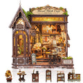 MOJINO Book Nook Kit for Adults, Floral Mark Cafe DIY Miniature House Kit with LED Light, 3D Wooden Puzzle Bookshelf Decor Craft Kit, 368 Pieces