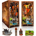 MOJINO DIY Book Nook Kit, Fantasy Theme Miniature House 3D Wooden Puzzle with LED Light, Tiny Home Dollhouse Craft Kit for Adults & Teens