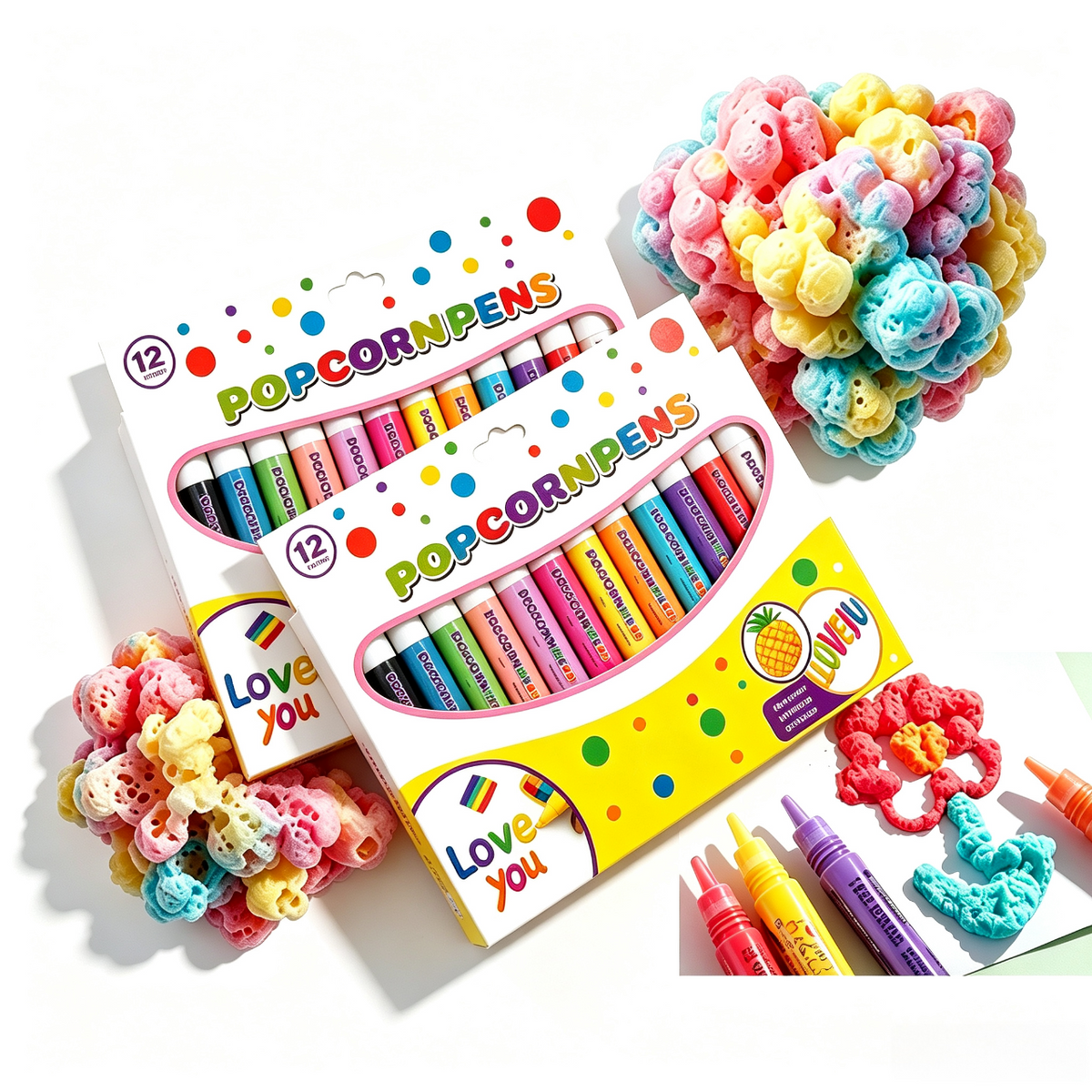Magic DIY Puffy Popcorn Drawing Pens, Heat‑Activated 3D Raised Bubble Art Markers, Washable Paint Pens for Greeting Cards, DIY Crafts & Scrapbooking