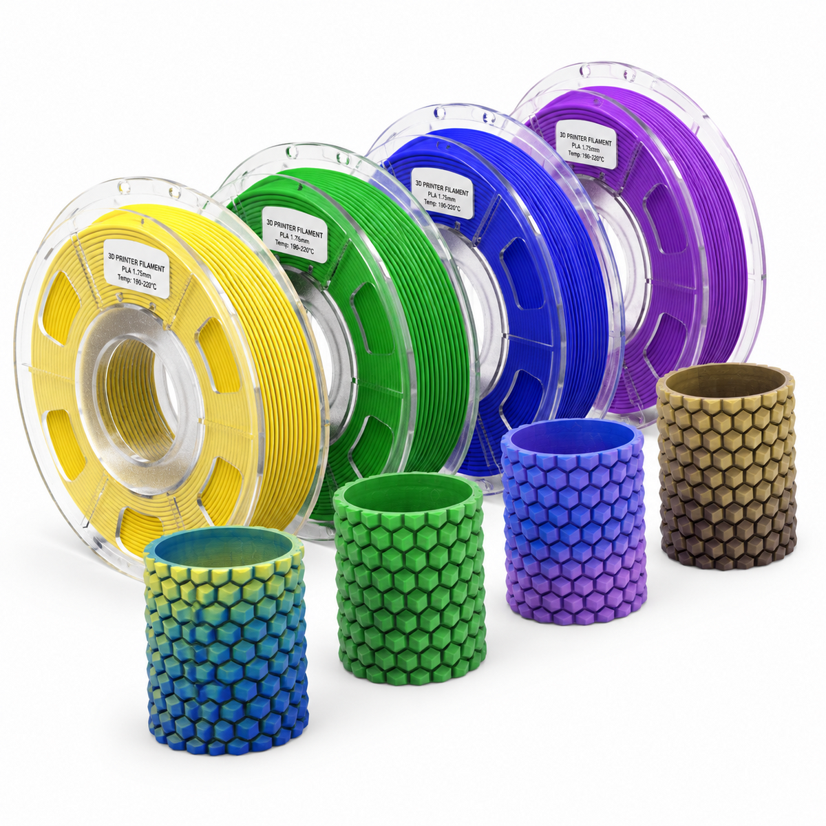 Plament Bundle 8 Colors 1.75mm ± 0.02mm Dimensional Accuracy 8 * 250g Spools For Fdm 3d Printers