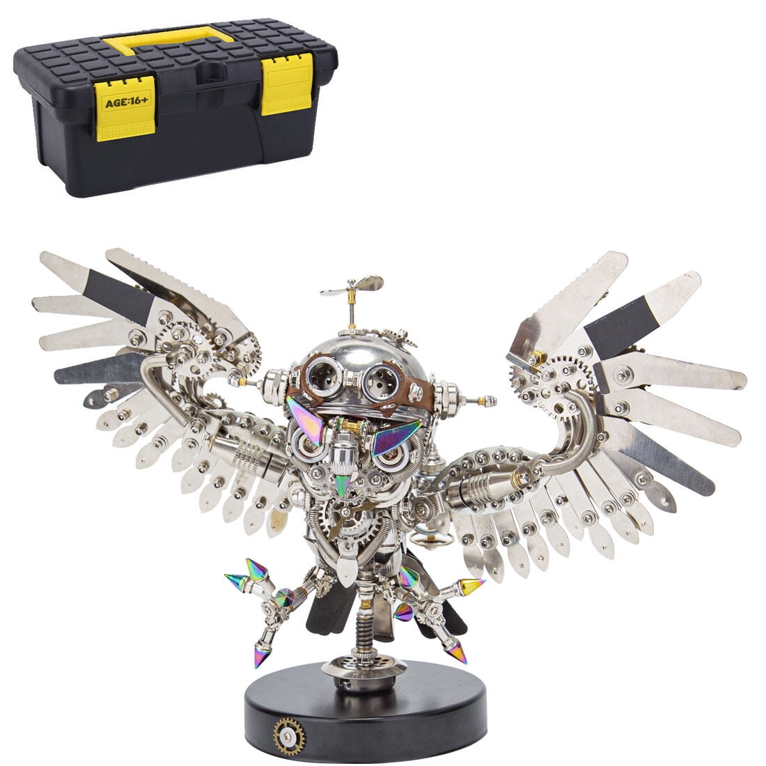 Lantern Fish 3D Metal Puzzle DIY Steampunk Assembly Kit, 700+PCS Mechanical Model with Movable Fins, Color-Changing Lamp & Collectible Gift for Adults & Teens
