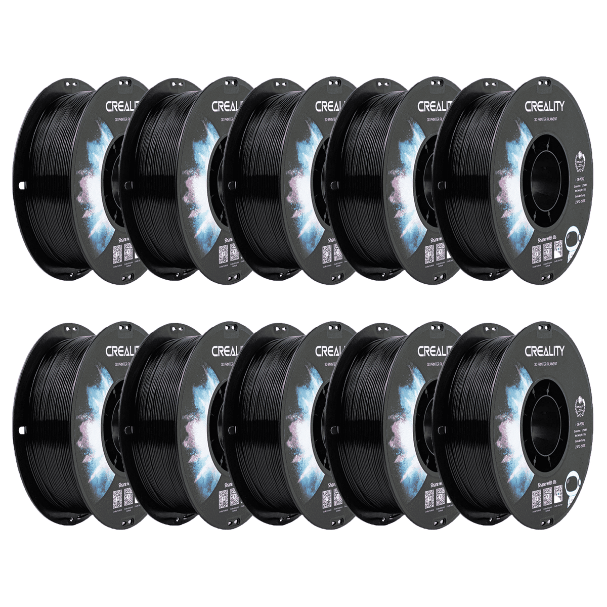Official Creality 15-Pack PETG 3D Printer 1.75mm Filament Non-Toxic High Toughness Accuracy-Black