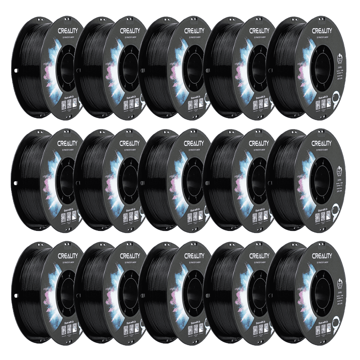 Official Creality 15-Pack PETG 3D Printer 1.75mm Filament Non-Toxic High Toughness Accuracy-Black