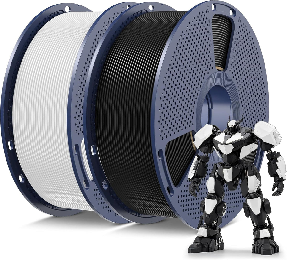 PLA 3D Printer Filament, Black & White, 2-Pack, 2KG Total | PLA Filament 1.75mm, Smooth Printing, Neatly Wound, +/-0.02mm Accuracy, Compatible with Most FDM 3D Printers