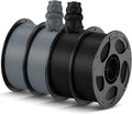 PLA 3D Printer Filament Bundle 4KG, 3D Printing PLA Filament 1.75mm Dimensional Accuracy +/- 0.02mm, 4 Pack 1KG Reusable Spool (2.2 lbs), 2 Pack of Texture Grey & 2 Pack of Black