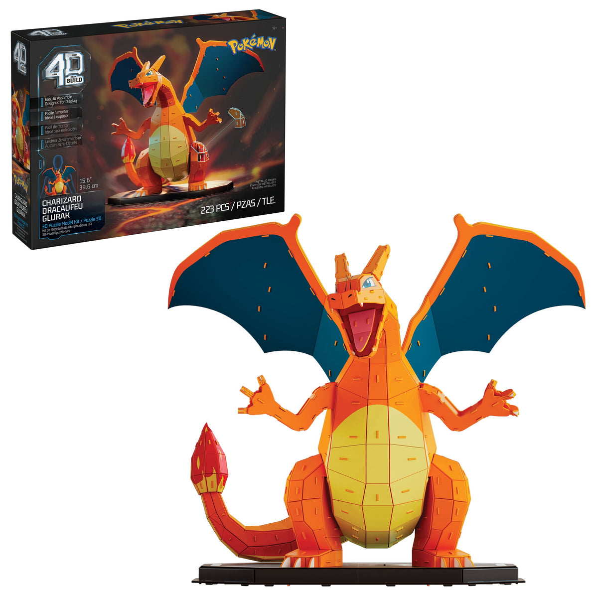 4D Build, Pokémon Charizard 3D Model Kit, Pokémon Figure, Desk Décor, 223 Pieces, for Ages 12 & Up