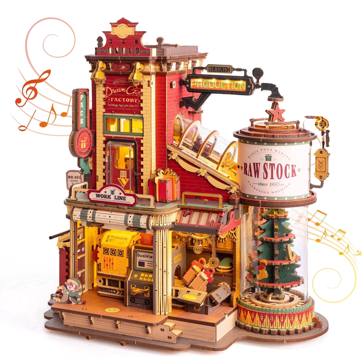 Robotime Dream Gift Factory 3D Puzzles Wooden Music Box, Diy Craft Kit for Adults & Teens 14+