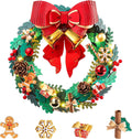 ROBOTIME Christmas Wreath with Red Bow, Pine Cones, Berries & Bells,16in LED Eucalyptus Wreath 3D Wooden Puzzles for Adults,252pcs DIY Creative Gifts for Holiday Window Fireplace Door Decor