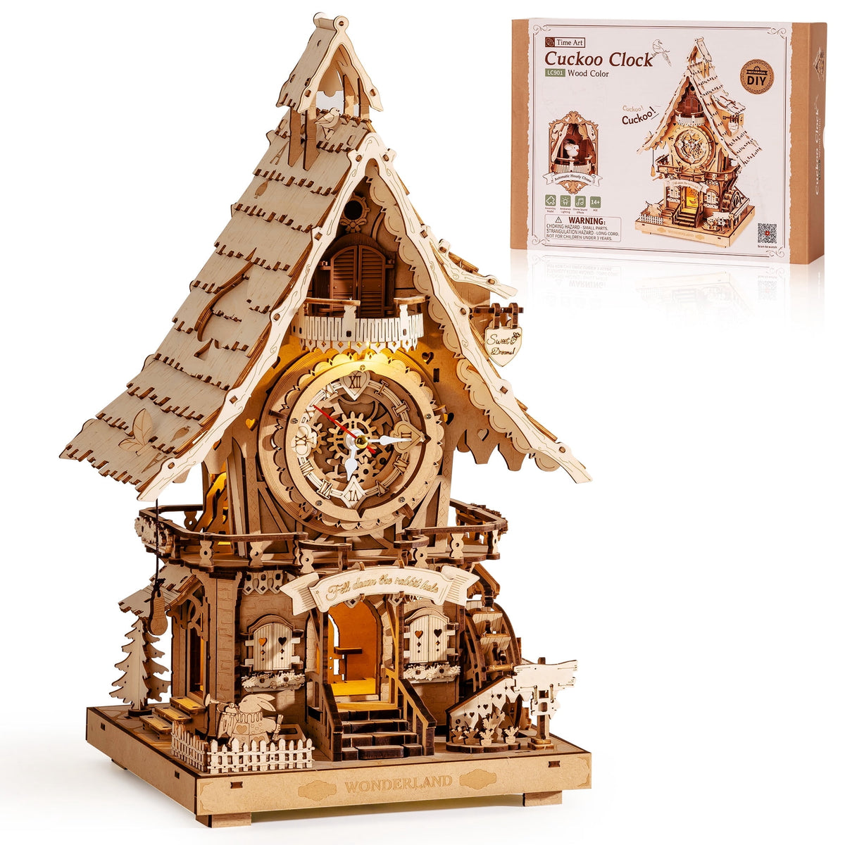 Robotime Cuckoo Clock Wood 3D Puzzles DIY Craft Kit for Adults 435 Pieces