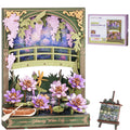 ROBOTIME Water Lily 3D Puzzle Building Set with LED, Wooden Flower Model Craft Kits for Adults to Build, Hangable DIY Construction Art Painting Wall Decor, Gifts for Adults Teens