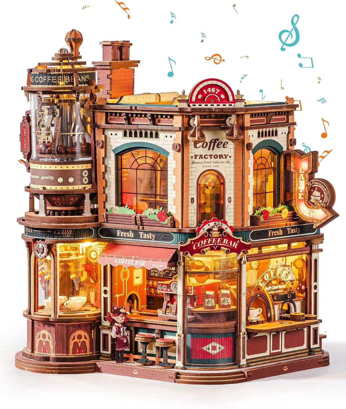 Robotime Dream Gift Factory 3D Puzzles Wooden Music Box, Diy Craft Kit for Adults & Teens 14+