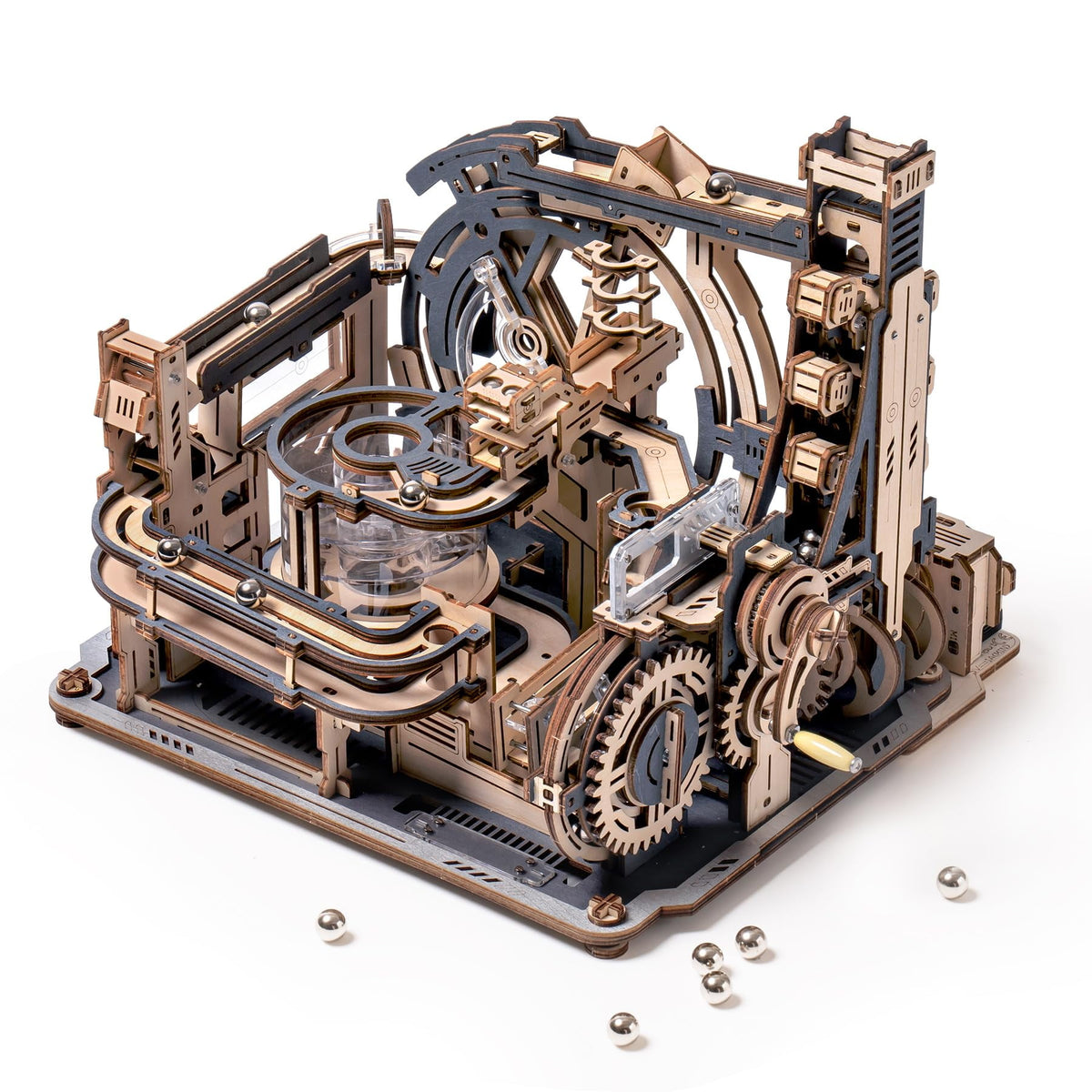ROKR 3D Jigsaw Wooden Puzzle Marble Run Spaceport Electric Model Kit for Adults and Kids 472 Pieces