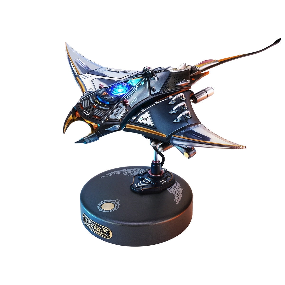 ROKR 3D Metal Model Kits Puzzle for Adults Kids, Electric Mechanical Toy, Assembly DIY Gift Plastic Craft Hobby for Men, Women (Manta Ray)