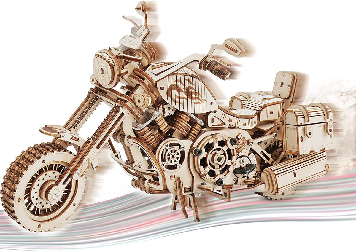 ROKR 420PCS Wooden Puzzles 3D Motorcycle Model DIY 1:8 Mechanical Adults-Brain Teaser Puzzle Birthday Gift for Kids Man/Woman