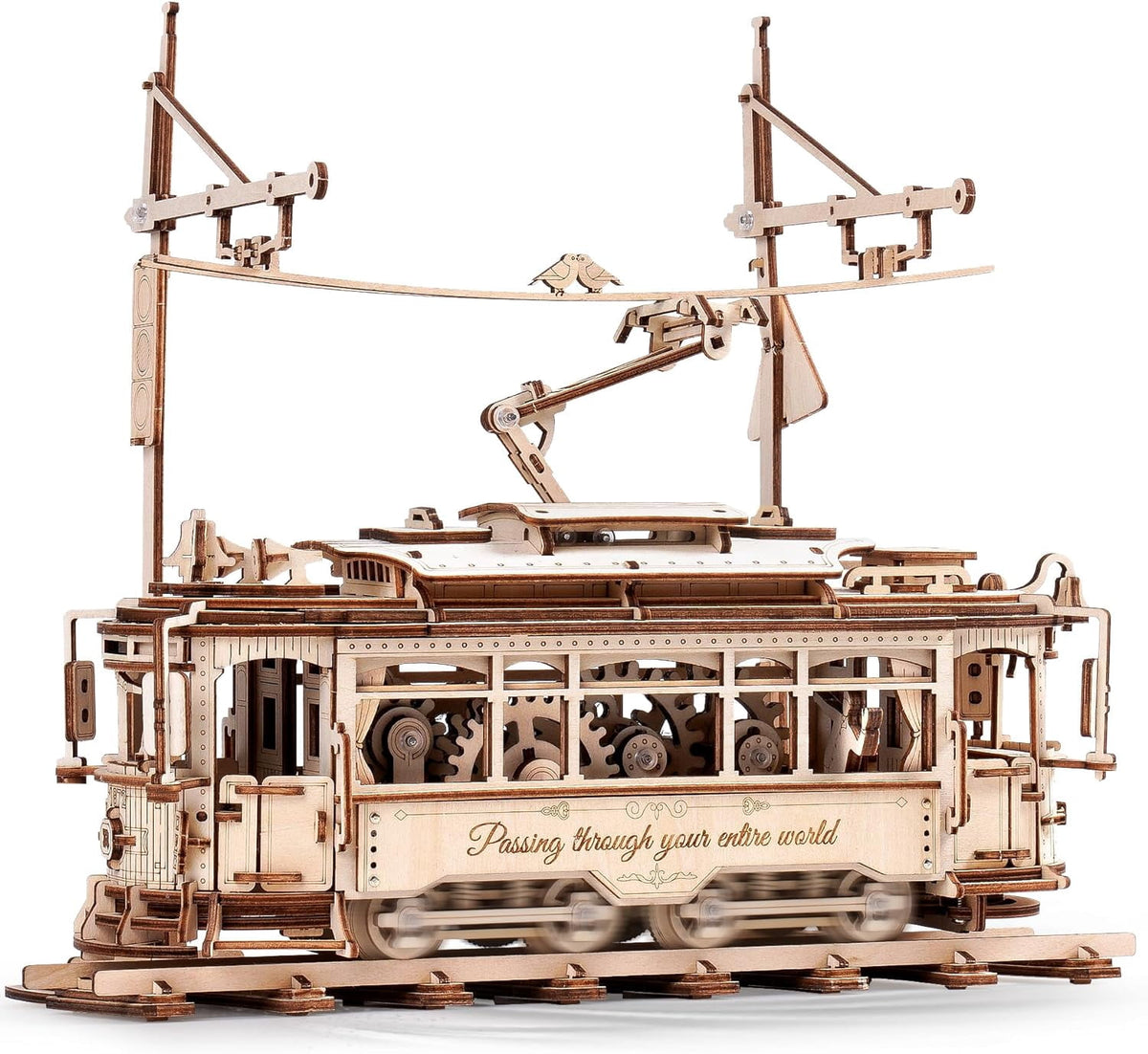 ROKR LK801 Mechanical Gears 3D Wooden Puzzle - Classic City Tram