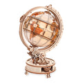 ROKR Luminous Globe 3D Wooden Puzzle for Adults, Electric Rotating Illuminated Globe with Stand, 180-Piece DIY Model Building Kit with LED Light, Home Office Desk Decor Birthday Gift