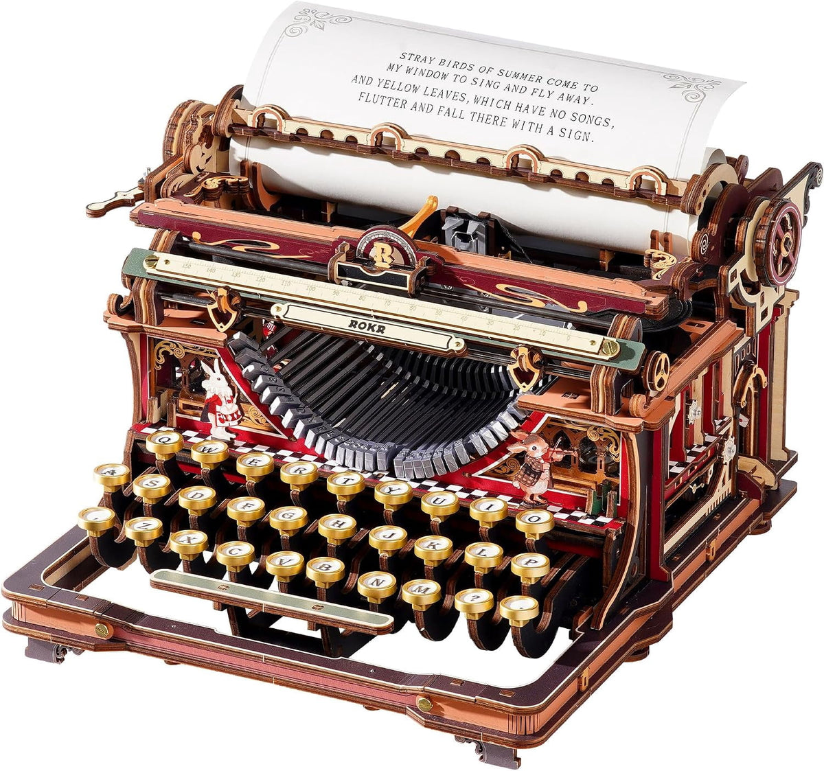 ROKR Mechanical Typewriter 3D Wooden Puzzle for Adults- Vintage Model Kit, No Glue, 324 PCS, 12H Assembly, Magic Version