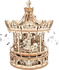 ROKR Music Box 3D Puzzles,Carousel Model Building Kits,Christmas Birthday Gift for Kids Girls Daughter Wife Girlfriend