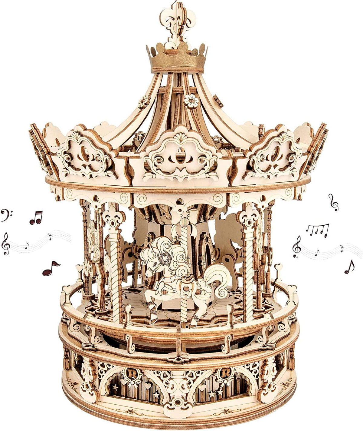ROKR Music Box 3D Puzzles,Carousel Model Building Kits,Christmas Birthday Gift for Kids Girls Daughter Wife Girlfriend