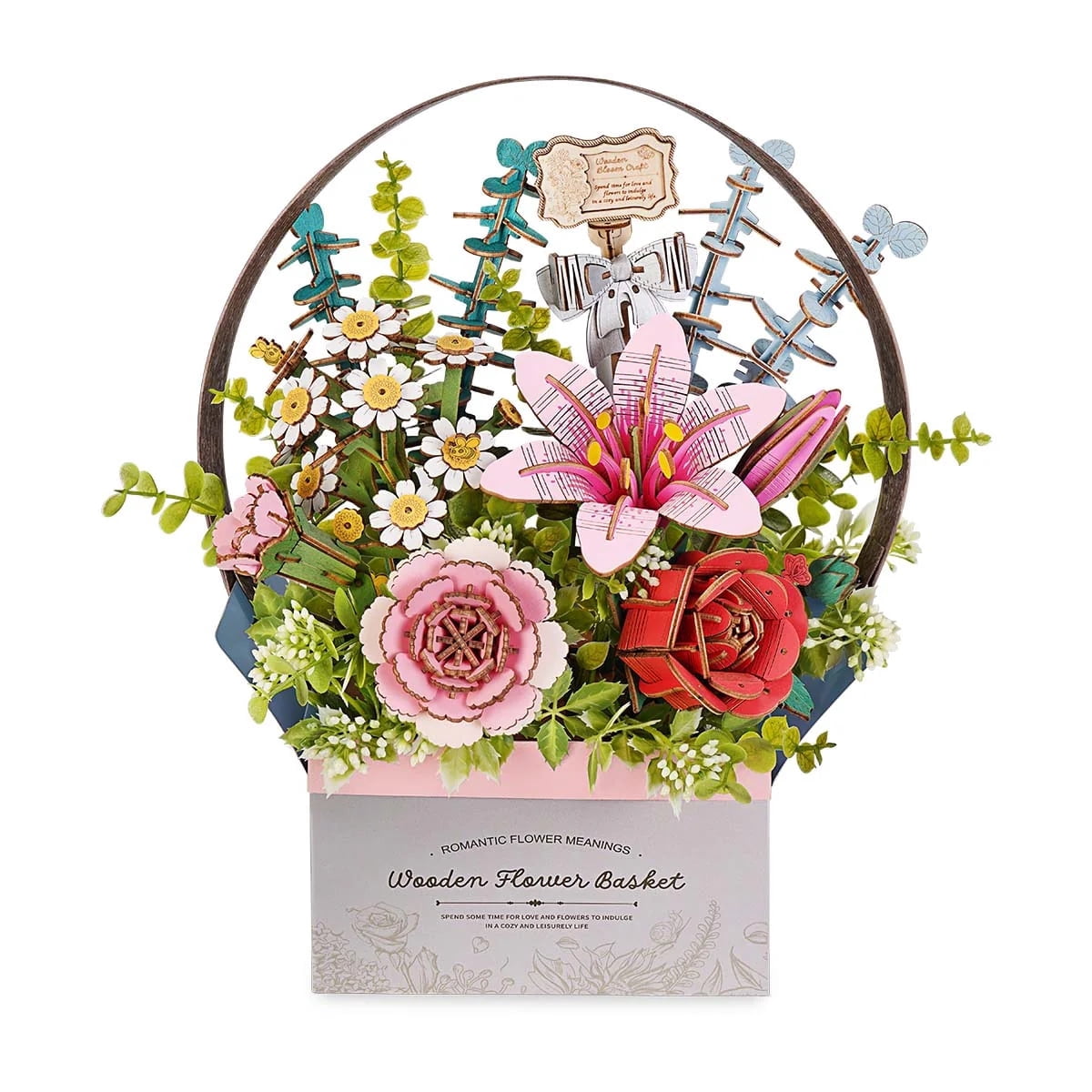 ROKR Wooden Flower Basket DIY 3D Puzzle Model Building Kits Toys for Adult Gifts