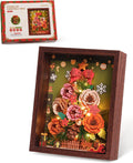 ROWOOD Everglow Christmas Tree, Flower 3D Wooden Puzzle with LED Lights, DIY Holiday Botanical Decoration for Adults Xmas Gift