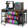 Rectangular Brown Heavy Duty Metal 3D Printer Table with Storage Drawer and Power Hub