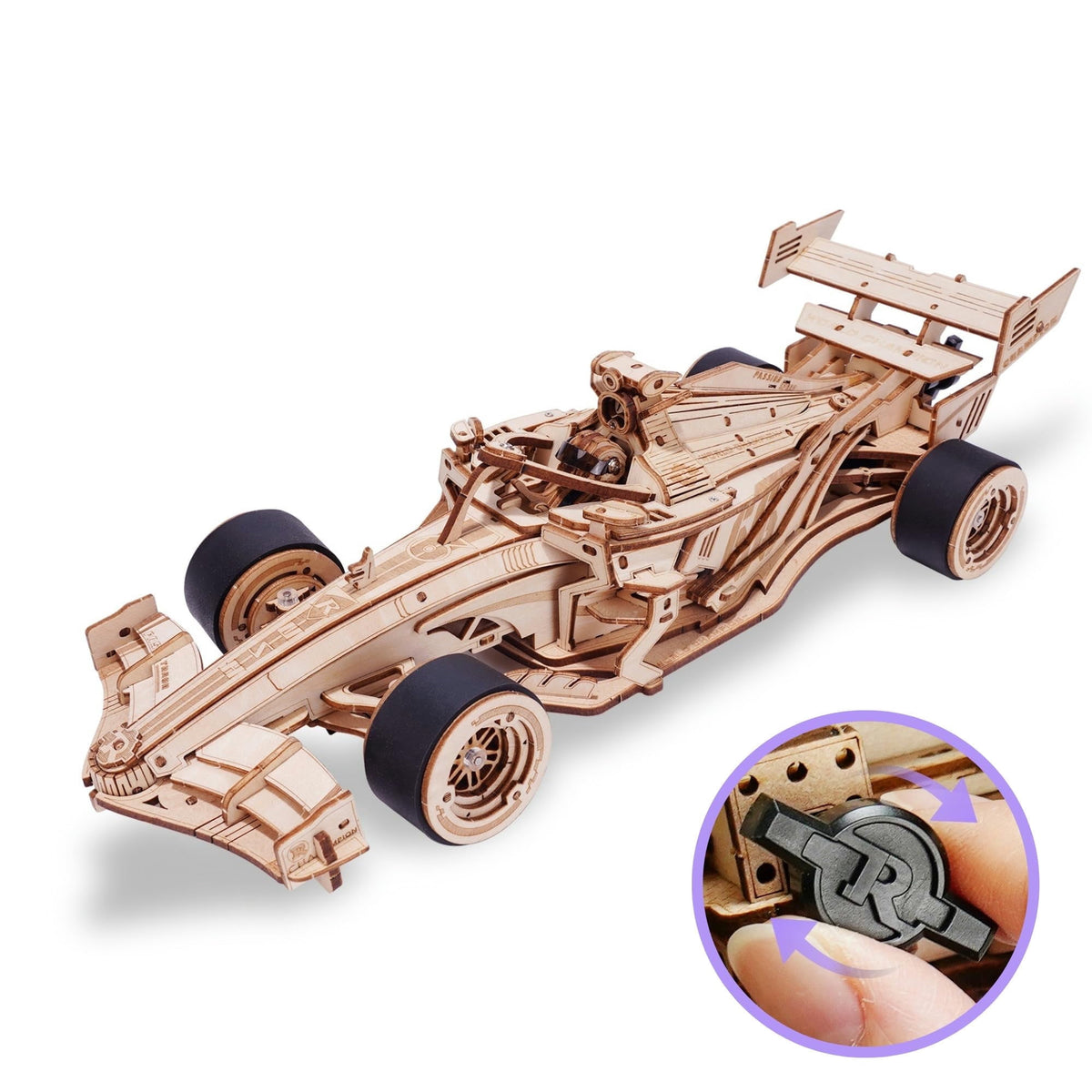 Robotime 3D Puzzles for Adults, F1 Racing Car 1:18 Scale Exquisite Wood Craft Kit Gift for Adults Desk Toys Gift for Boys/Girls