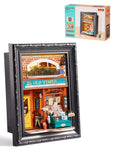 Robotime 3D Wooden Puzzle, Wall-Mountable Tiny Home Creative Frame, DIY Dollhouse Building Set with LED for Home Decor, Christmas Birthday Gifts for Adults Teens(Old Times Bookstore)