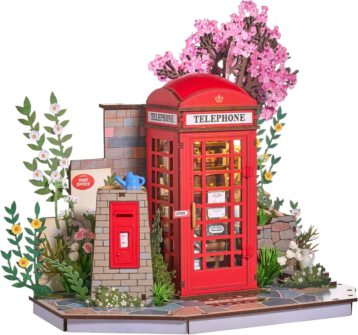 Rolife 3D Wooden Puzzle for Adults, Blossom Book Booth Miniature Model Building Kit, 116PCS Flower Bookstore Scene, Creative DIY Craft for Table Decor, Gift for Teens Girls Boys