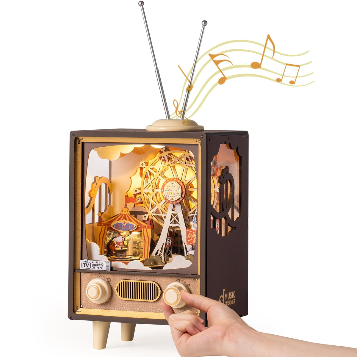 Rolife DIY Music Box,3D Wooden Puzzle Sunset Carnival Model Kits,Brain Teaser Puzzles for Boys and Girls