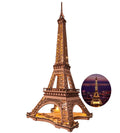 Rolife Night of the Eiffel Tower 3D Wooden Puzzle,Craft Kits With Lights Architecture Construction Model for Teens Adult
