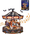 Rolife Phantom Waltz DIY Music Box, 3D Wooden Puzzle with Rotating Halloween Carousel, LED Lights and Music for Adults