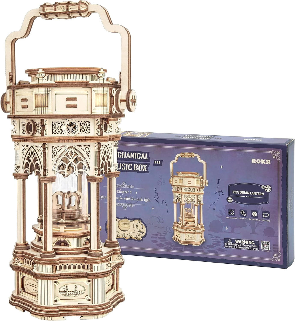 ROKR 3D Wooden Puzzle for Adults to Build, Victorian Style Vintage Lantern Music Box, Self-Assembly Craft Model Kits