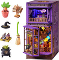 Rolife 442 Pieces Whisper Magic Shop with LED Light, 3D Wooden Puzzle Bookshelf Insert Decor for Adults and Book Lovers