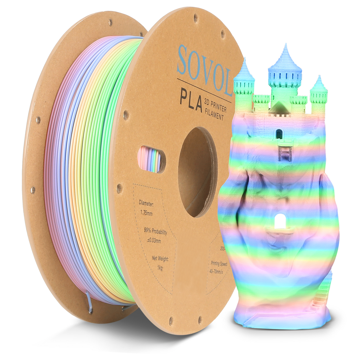 Sovol Silk PLA Filament with Blue Glitter 1kg 1.75mm, Color Changeable 3D Printer Filament 2.2lbs, Chameleon Shiny PLA Material +/-0.03mm, Shimmering 3D Printing Filament, Galaxy Blue