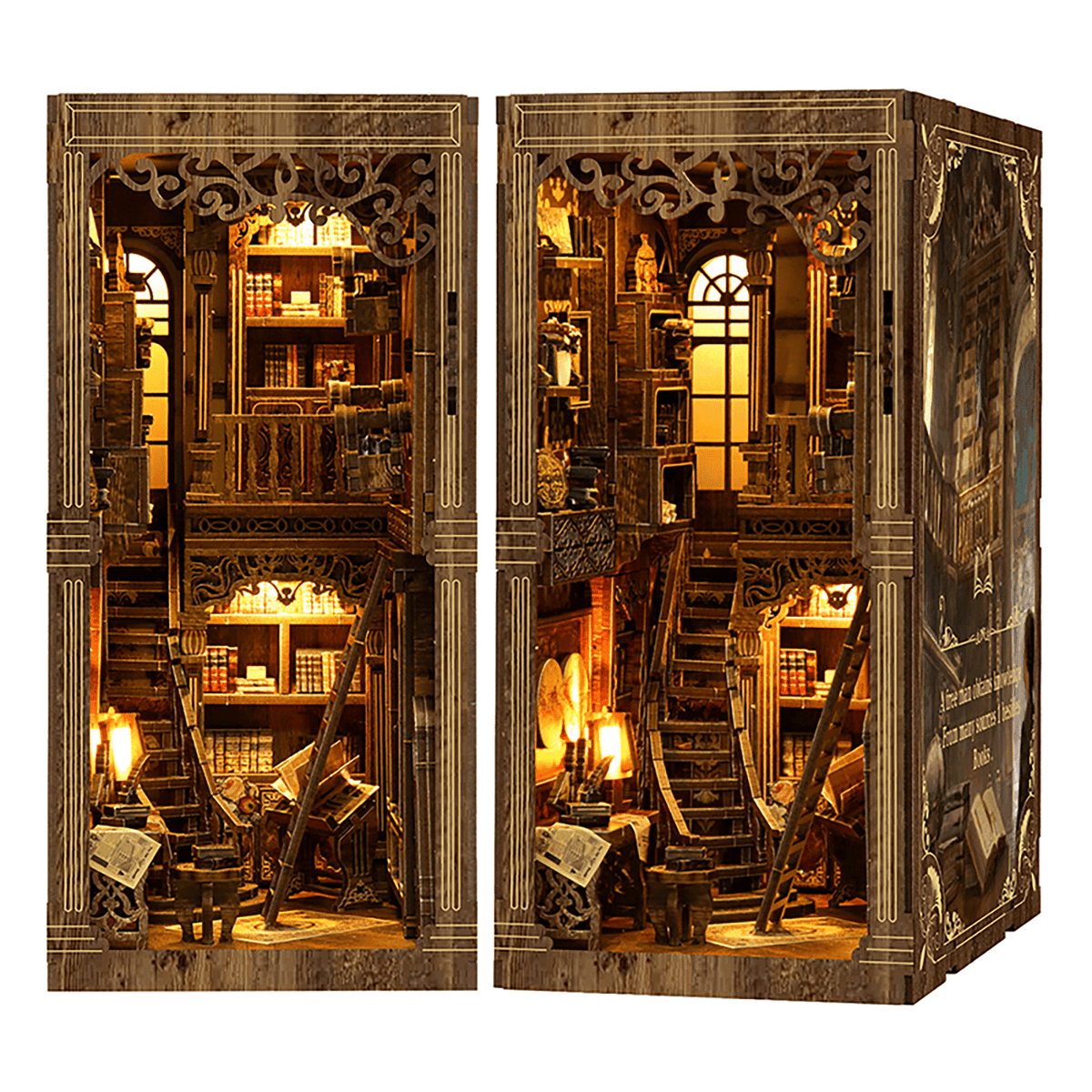 Strucwood DIY Book Nook Kit Ancient Book Wooden Puzzles with LED Dust Cover,3D Crafts Hobbies,Gifts for Adults（BV02-008）