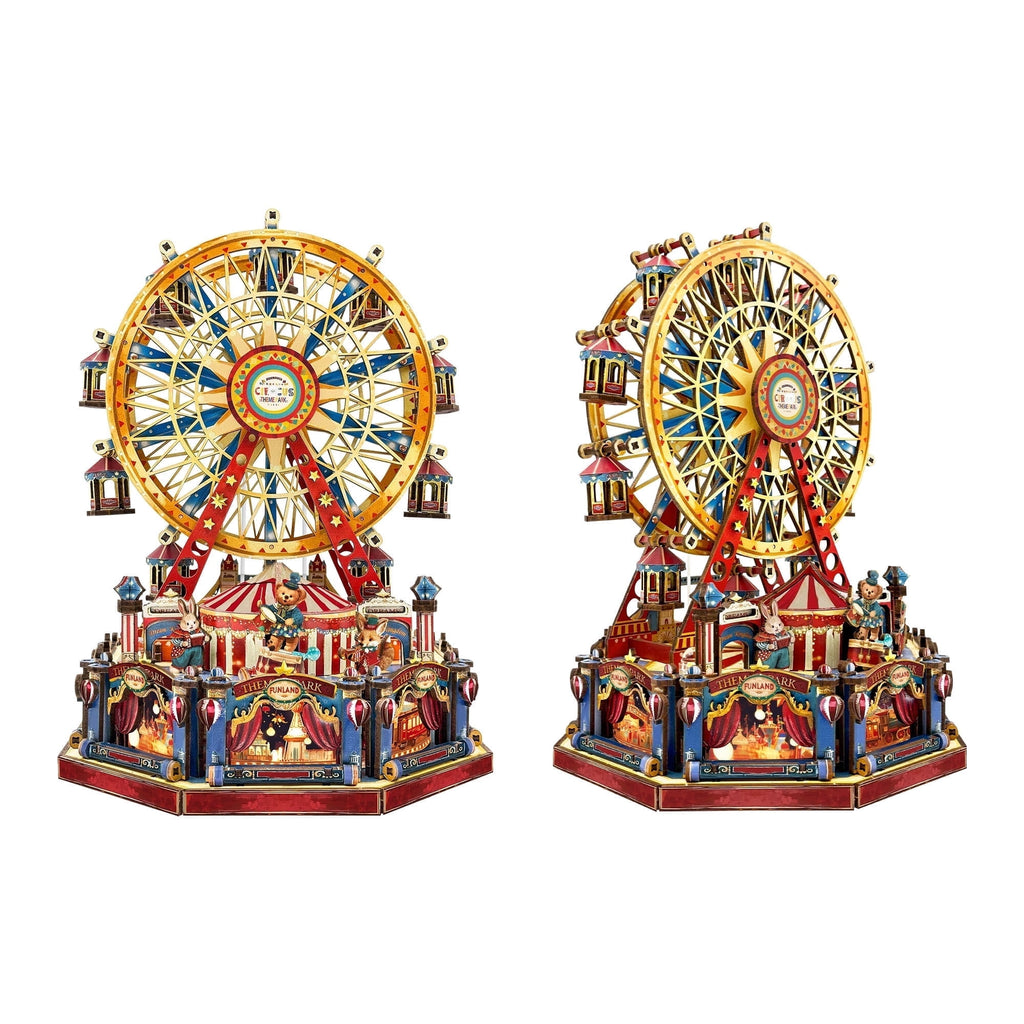 Strucwood DIY Book Nook Kit Century Ferrls Wheel Wooden Puzzles with LED Lights,3D Crafts Hobbies,Gifts for Adults（SQ-69）