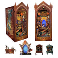 Strucwood DIY Book Nook Kit Magic Academy: 3-Color LED, Remote Control & Dust Cover, 3D Wooden Puzzle Gift for Adults（SQ-38）