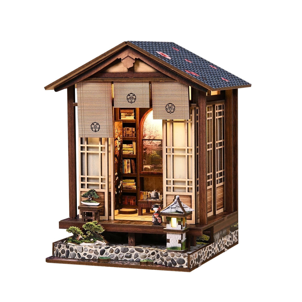 Strucwood DIY Book Nook Kit Japan Lantern Harmony Garden Wooden Puzzles with LED Dust Cover,3D Crafts Hobbies Gifts for Adults（AM01-005）